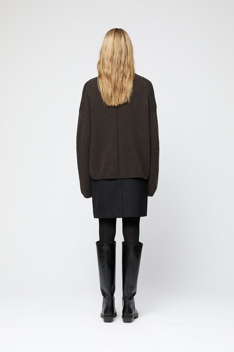 Wool Twill Straight Skirt Jet Black