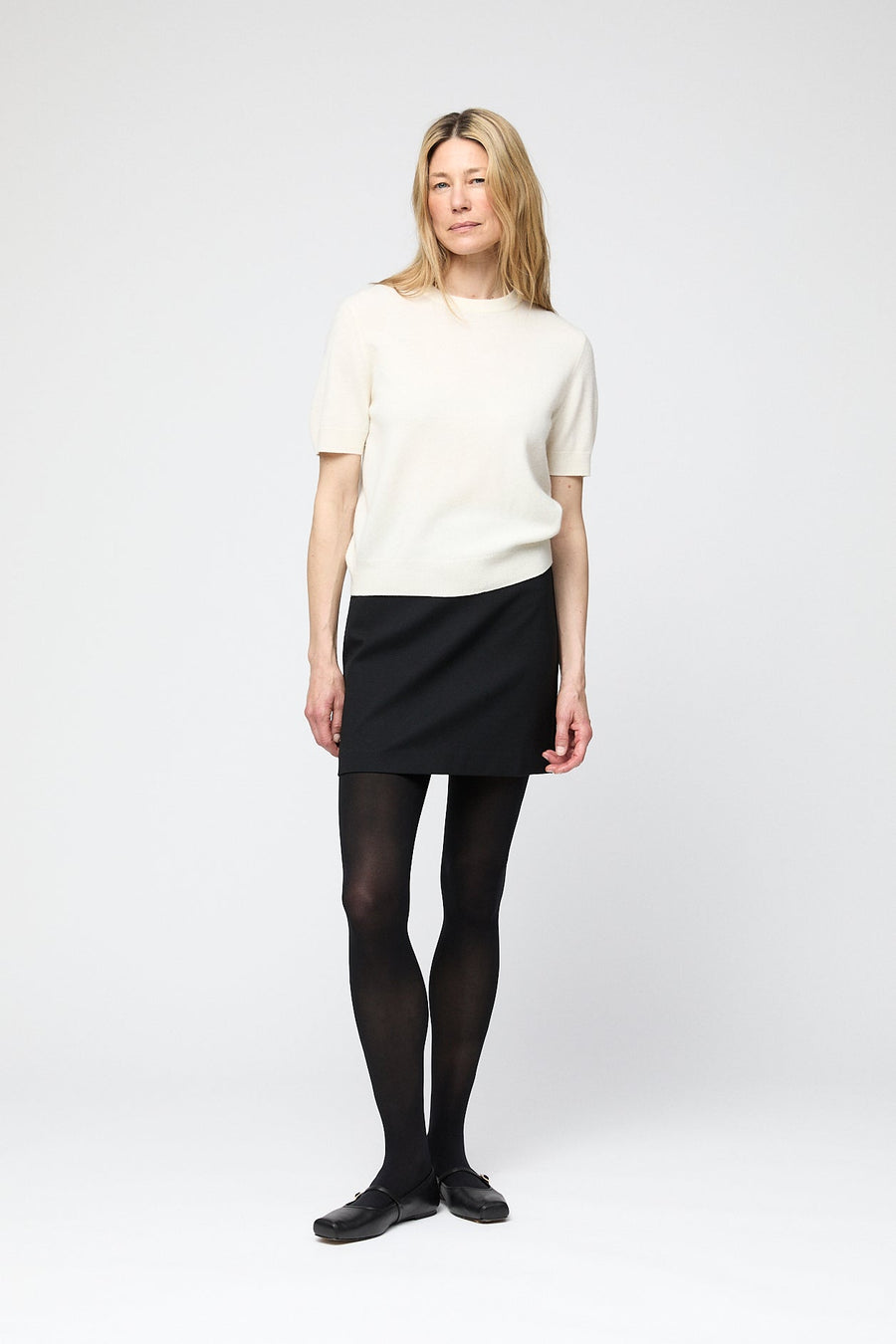 Wool Twill Straight Skirt Jet Black